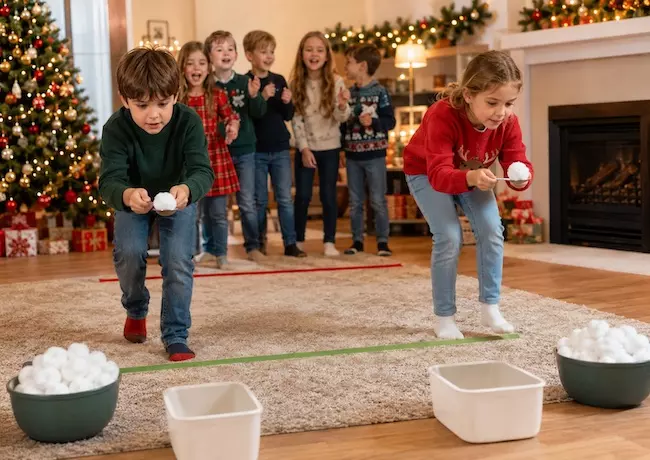 Relais de boules de neige de Noël pour enfants