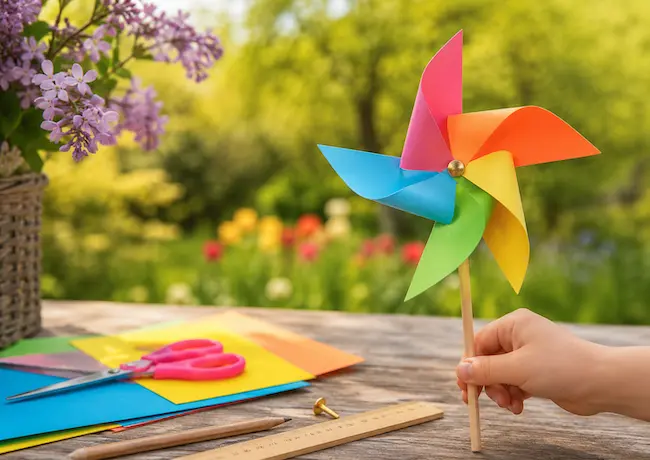 Moulin à vent en papier : bricolage DIY facile