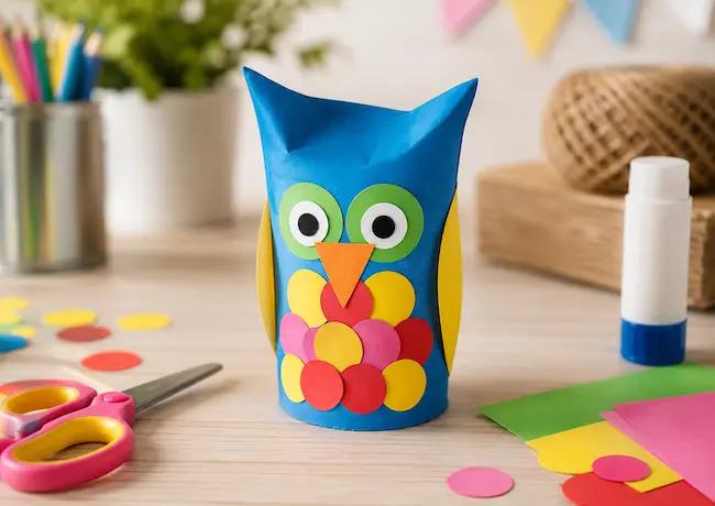Hibou en rouleau de papier toilette : bricolage facile