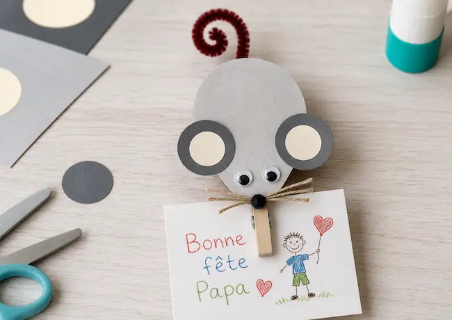Magnet fête des pères : souris porte-photo à fabriquer
