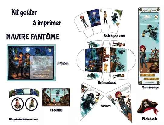 Kit goûter navire fantôme à imprimer pour anniversaire
